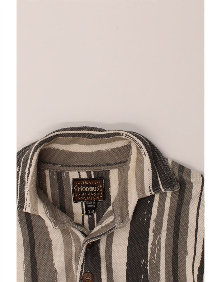 VINTAGE Mens Pullover Shirt Small Grey Striped Cotton Vintage Vintage and Second-Hand Vintage from Messina Hembry 