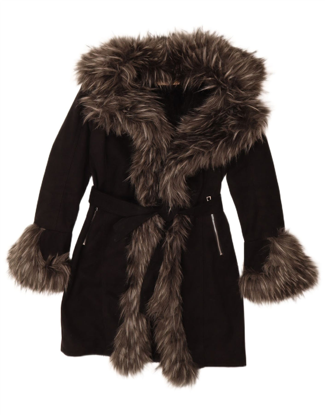 Vintage Γυναικείο παλτό Sherpa EU 36 Small Black Acrylic