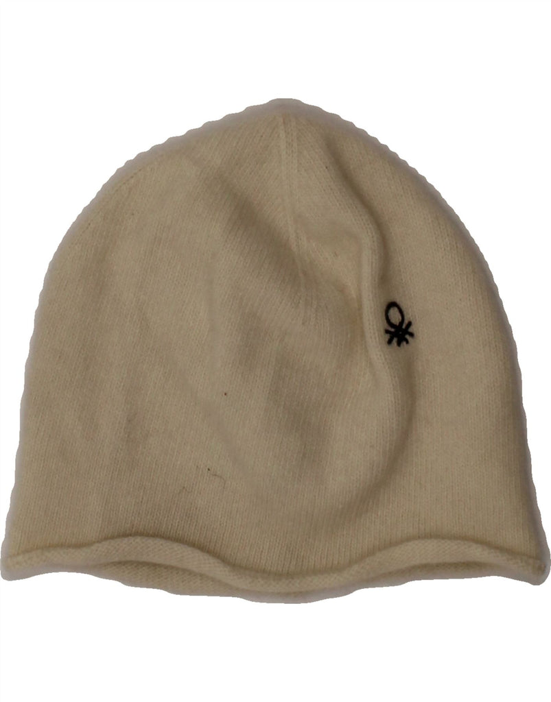 BENETTON Girls Beanie Hat 10-11 Years XL White Wool Vintage Benetton and Second-Hand Benetton from Messina Hembry 