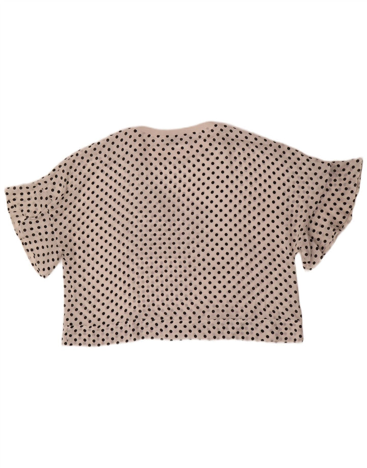 Zara Γυναικεία Μπλούζα Oversized Top UK 6 XS Λευκός πολυεστέρας πουά