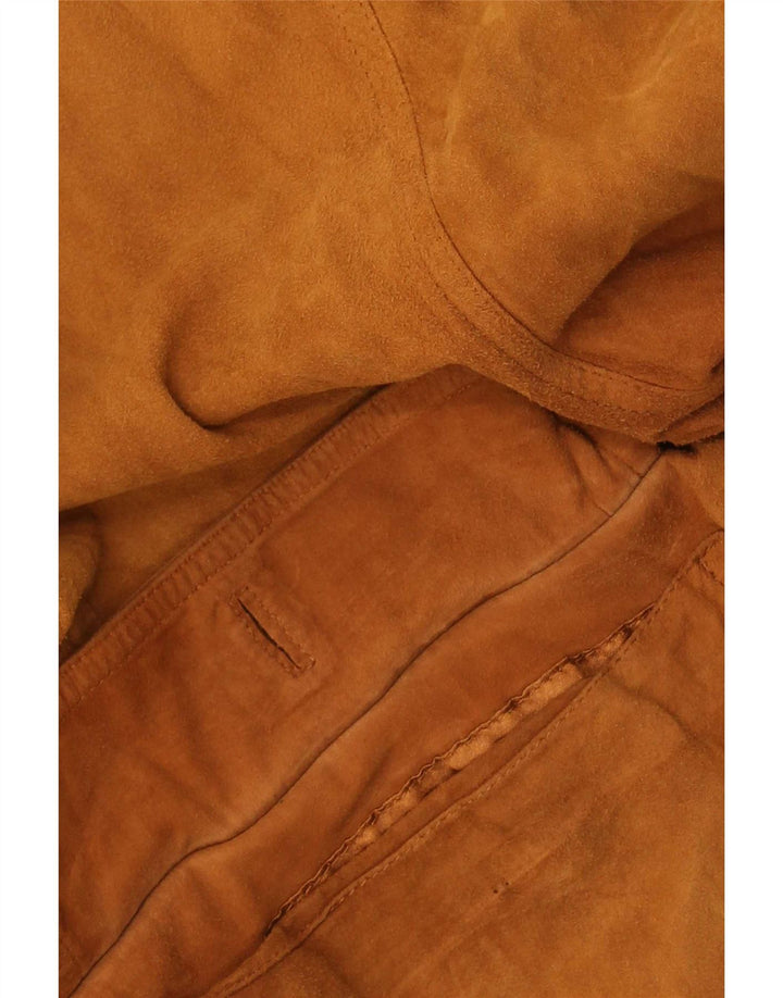 Vintage Ανδρικό Suede Bomber Jacket IT 56 3XL Καφέ Δερμάτινο