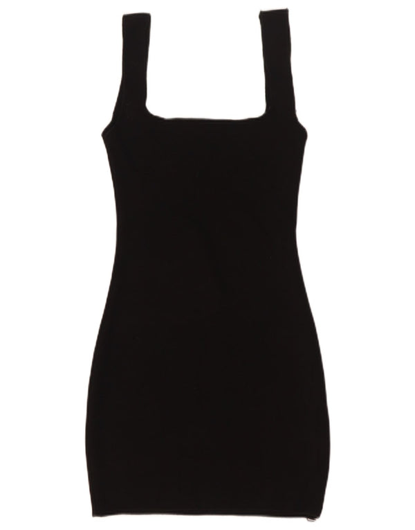 Zara Γυναικείο Αμάνικο Bodycon Φόρεμα UK 8 Small Black Viscose