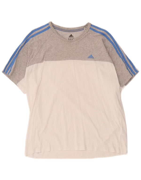 Γυναικείο T-Shirt Adidas Regular Top Large Grey Colourblock Βαμβακερό