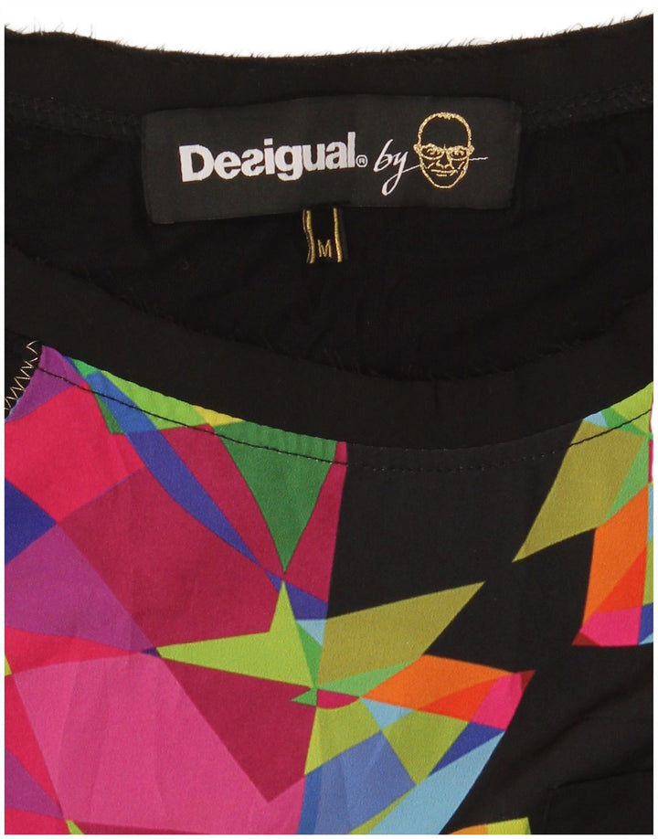 Desigual Γυναικείο T-Shirt Top UK 12 Medium Black Geometric