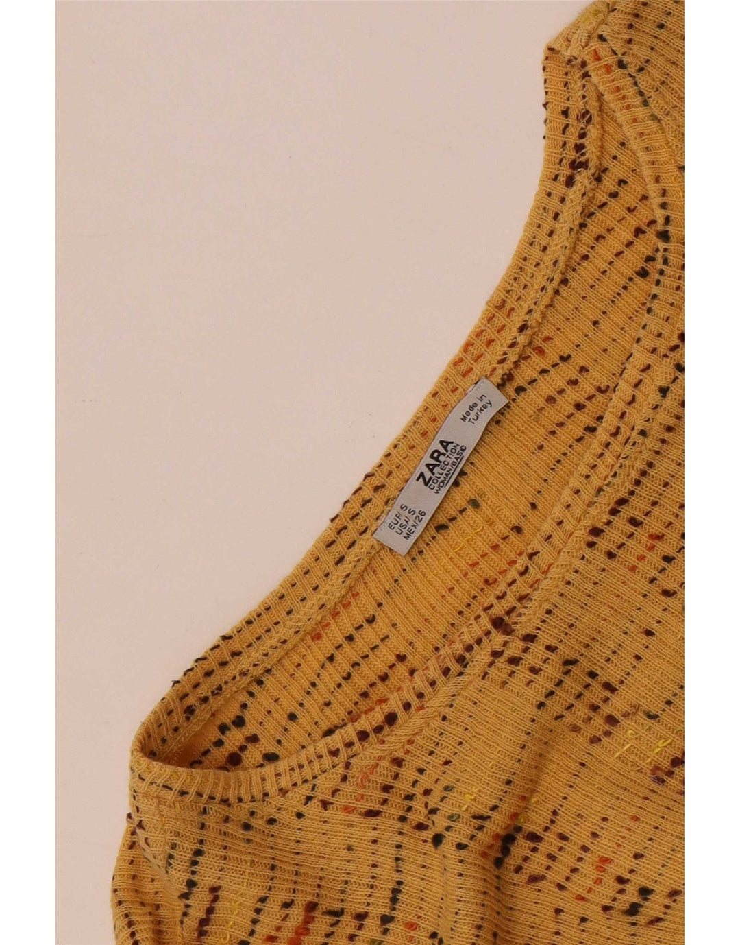 Zara Γυναικεία Μπλούζα Crop Top UK 10 Small Beige ριγέ