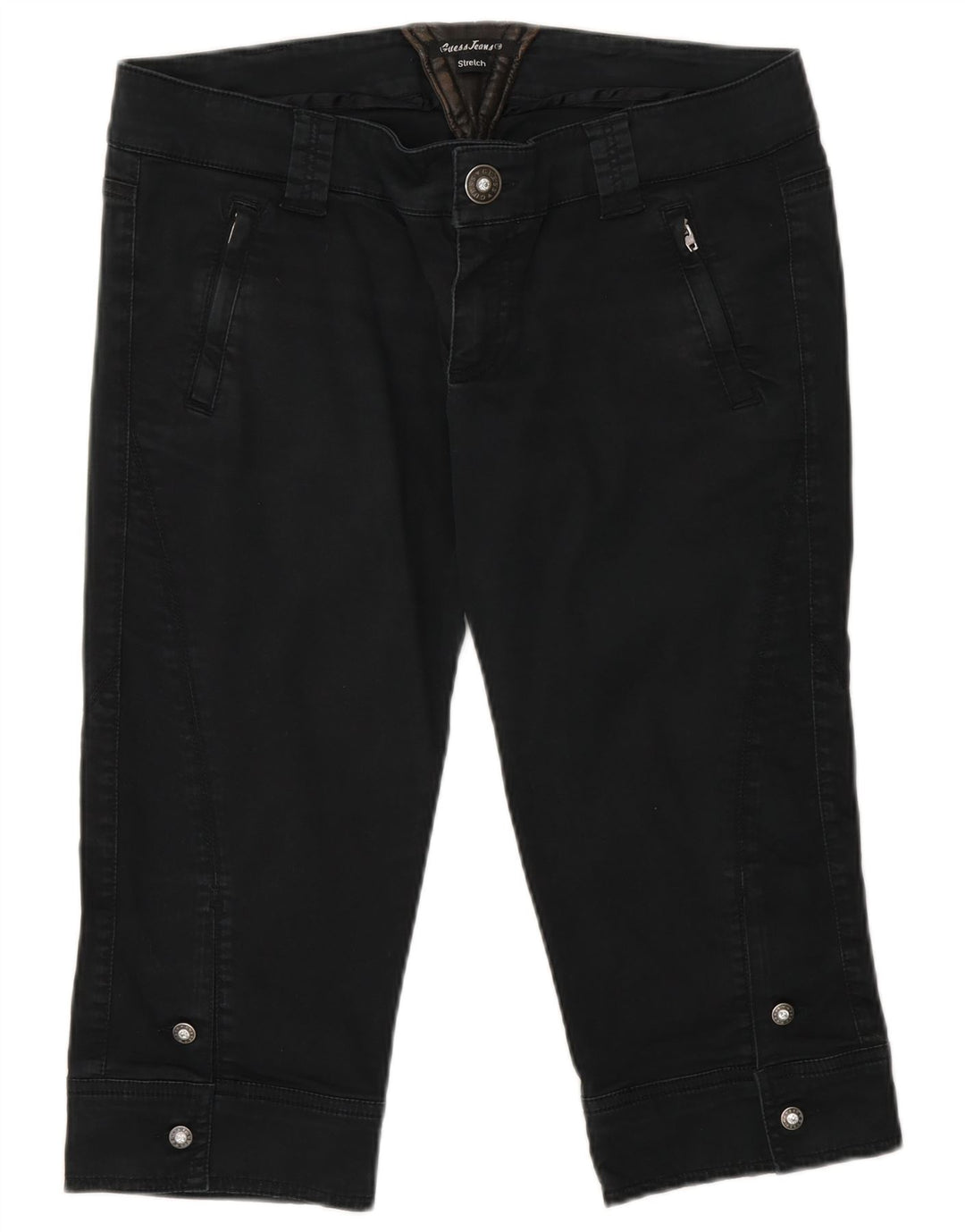 Guess Γυναικείο παντελόνι Capri W32 μεγάλο μαύρο βαμβακερό