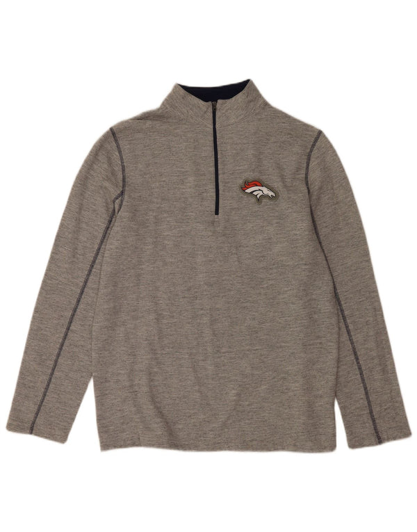 NFL Mens Denver Broncos Zip Neck Sweatshirt Jumper Large Grey Flecked