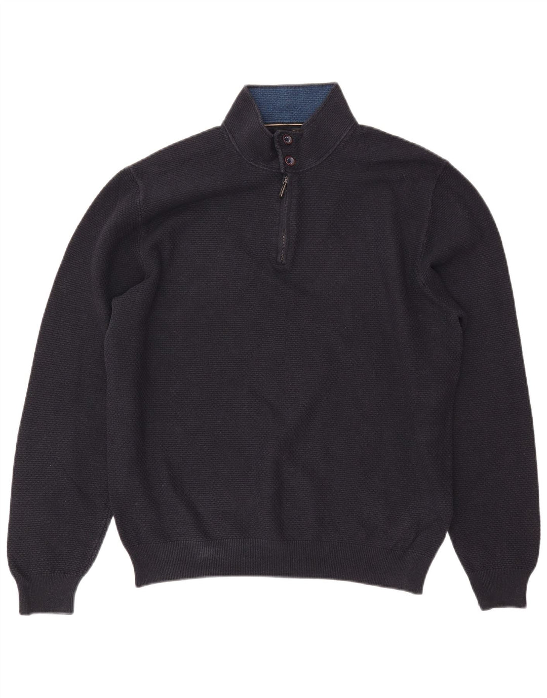 MASSIMO DUTTI Ανδρικό πουλόβερ με φερμουάρ 2XL μπλε βαμβακερό