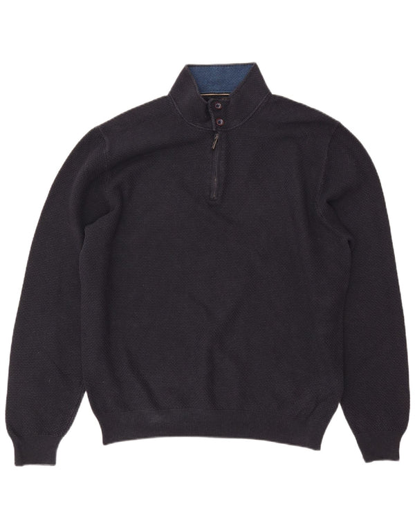 MASSIMO DUTTI Ανδρικό πουλόβερ με φερμουάρ 2XL μπλε βαμβακερό