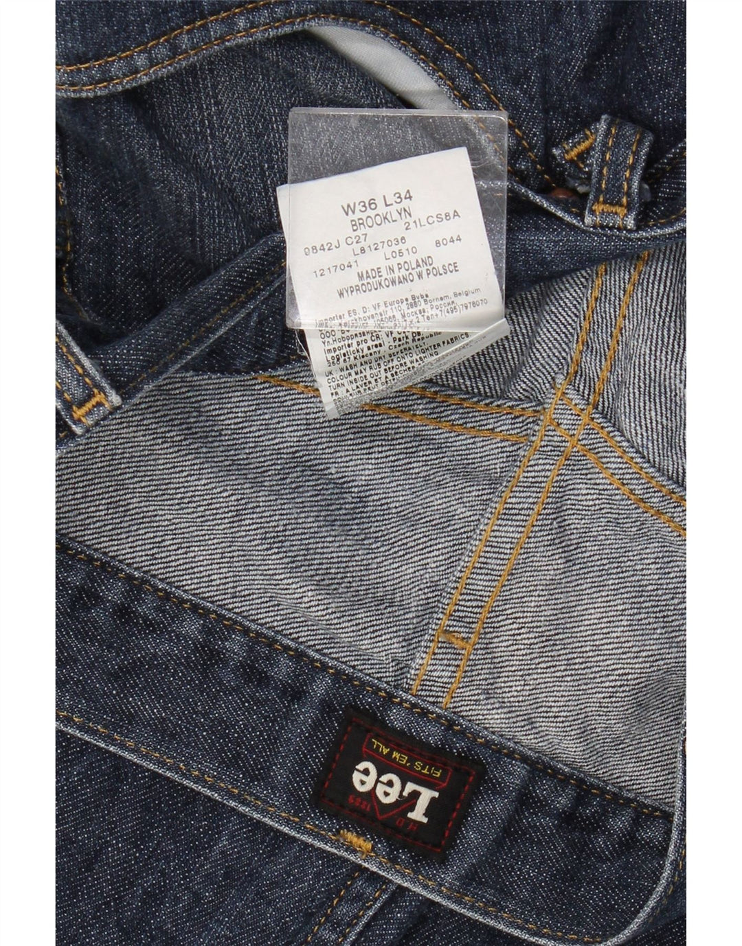 Lee Mens Brooklyn Straight Jeans W36 L28 Navy Blue Cotton