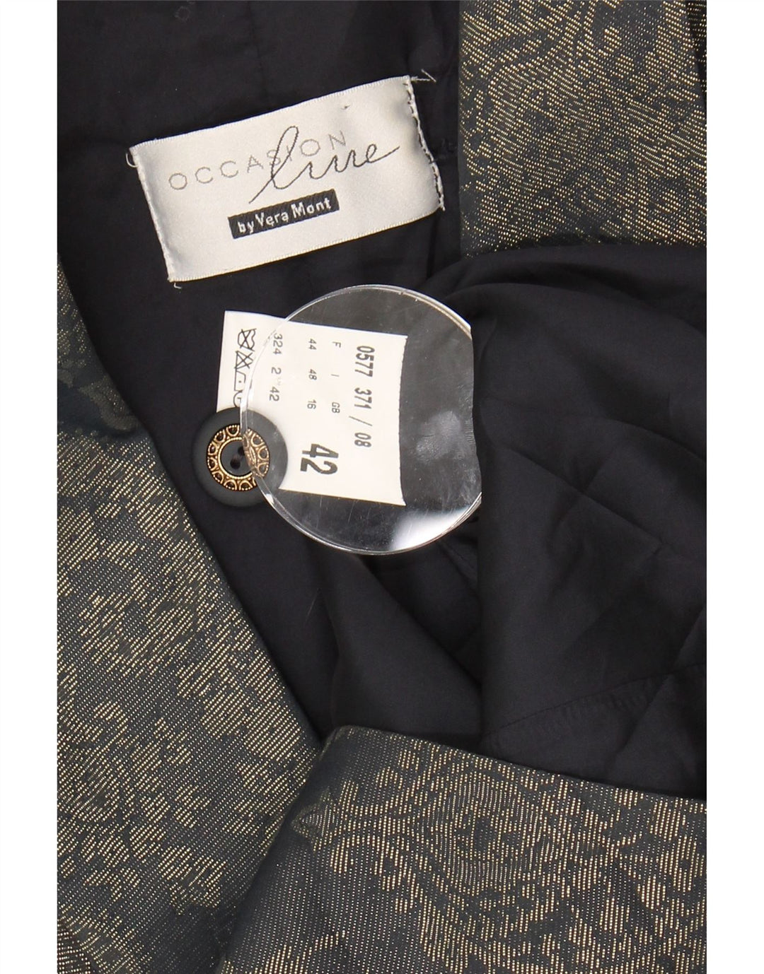 VERA MONT Womens Double Breasted Blazer Jacket UK 16 Large Grey Paisley Vintage Vera Mont and Second-Hand Vera Mont from Messina Hembry 
