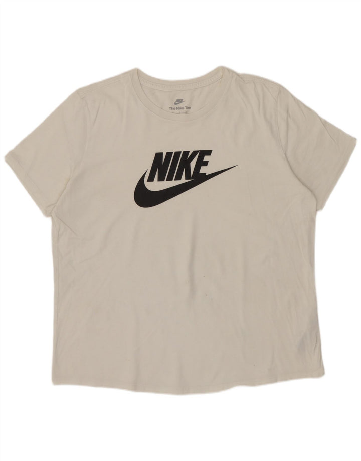 Γυναικείο γραφικό μπλουζάκι NIKE Top UK 16 μεγάλο λευκό βαμβακερό