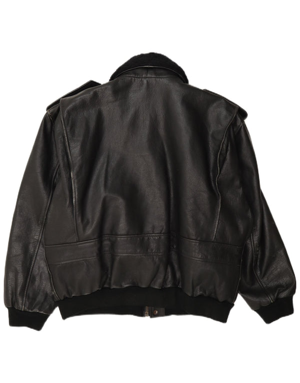 Vintage Ανδρικό Στρατιωτικό Δερμάτινο Μπουφάν UK 42 XL Μαύρο