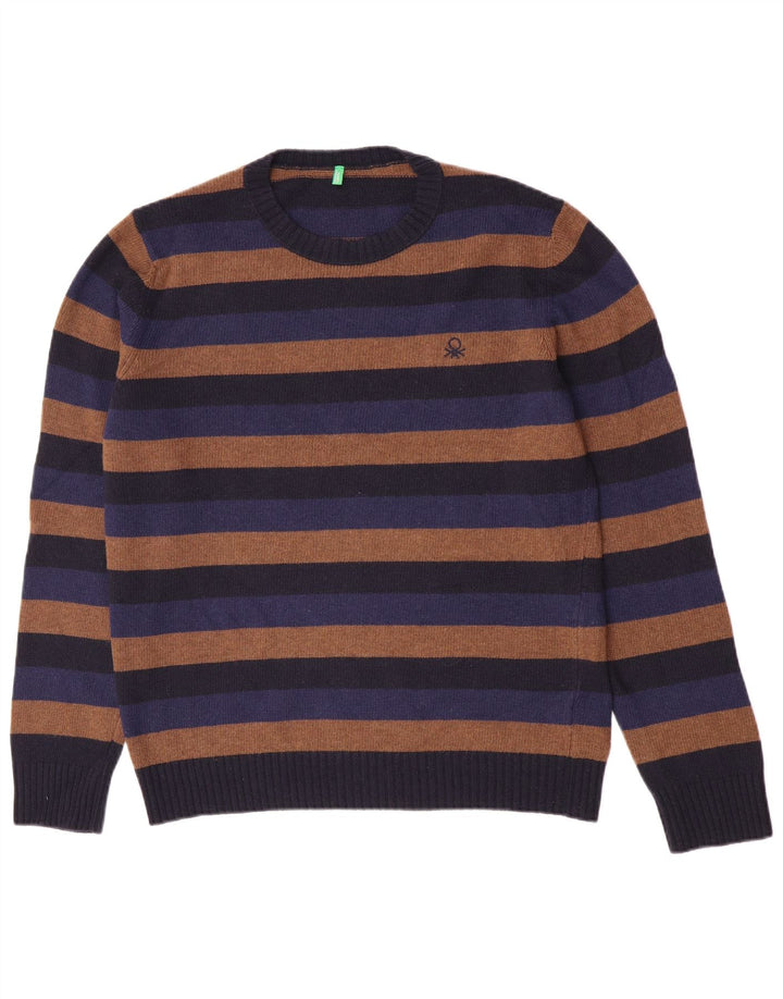 Ανδρικό πουλόβερ Benetton Crew Neck Jumper Μεγάλο πολύχρωμο ριγέ