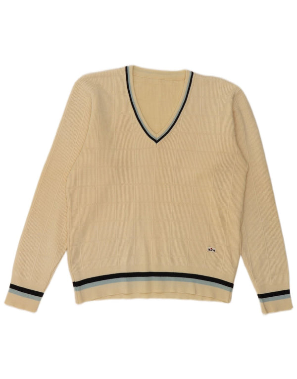 Vintage ανδρικό πουλόβερ με λαιμόκοψη UK 36 Small Off White Wool