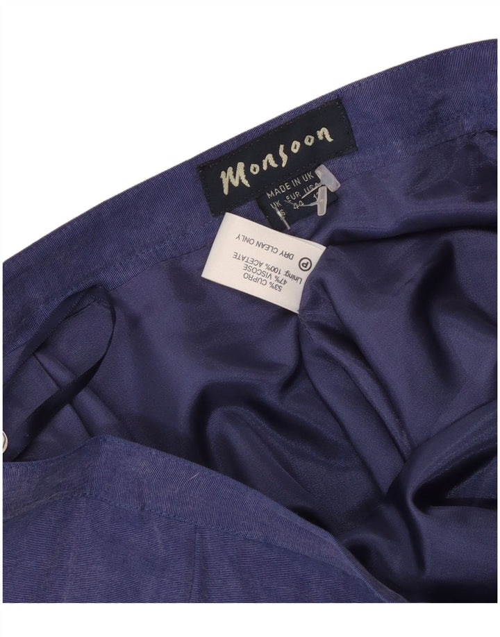 Monsoon Γυναικεία Midi Φούστα UK 16 Large W32 Blue Viscose