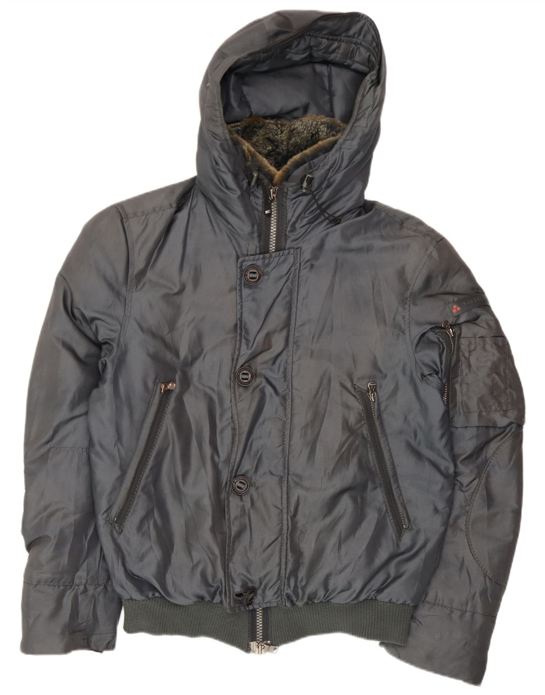 PEUTEREY Ανδρικό μπουφάν με κουκούλα Bomber padded UK 38 Medium Grey Polyamide