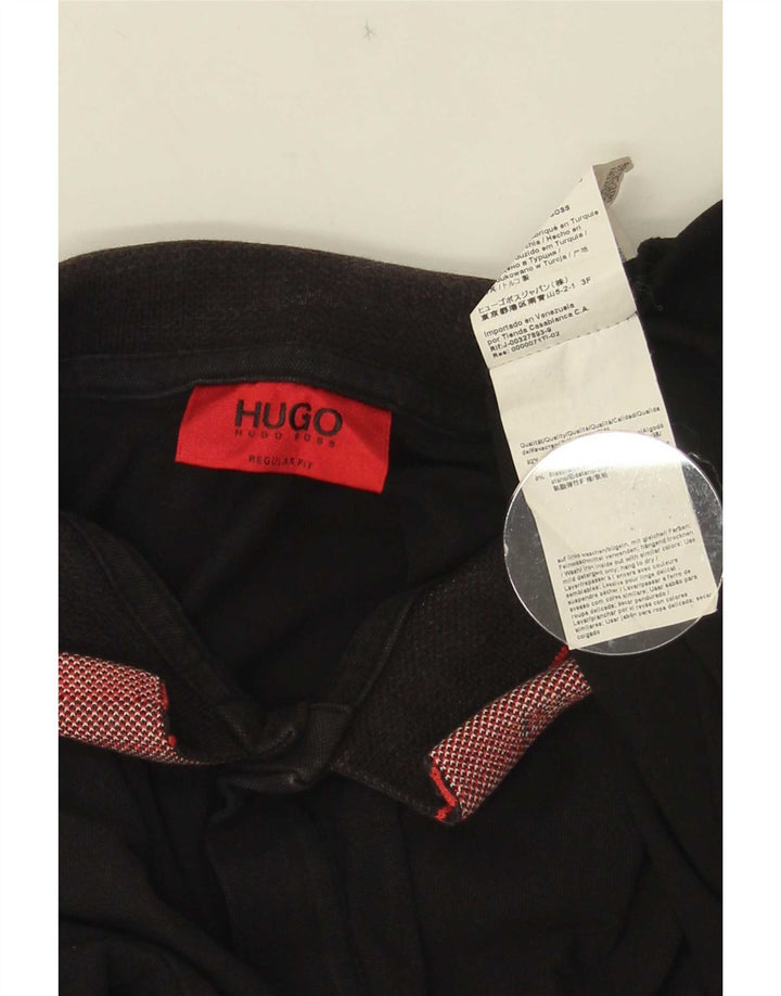 Ανδρικό μπλουζάκι πόλο Hugo Boss, μεγάλο μαύρο ριγέ βαμβακερό