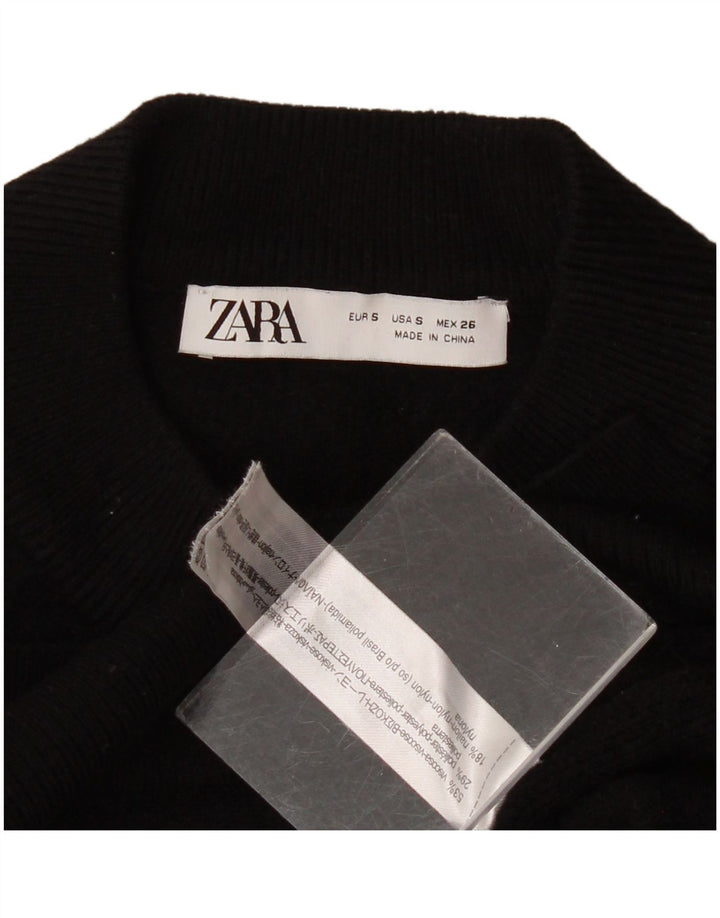 Zara γυναικείο πουλόβερ με λαιμό χελώνα UK 10 Small Black Viscose