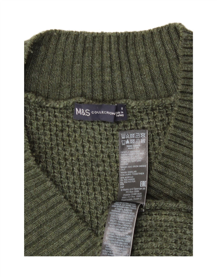 Marks & Spencer Ανδρικό πουλόβερ με λαιμόκοψη με λαιμόκοψη μικρό πράσινο ακρυλικό