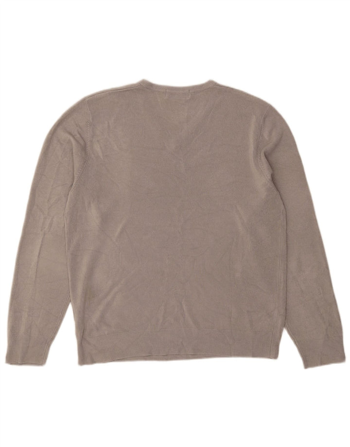 Ανδρικό πουλόβερ Marks & Spencer Blue Harbour με λαιμόκοψη με λαιμόκοψη με μεσαίο γκρι ακρυλικό