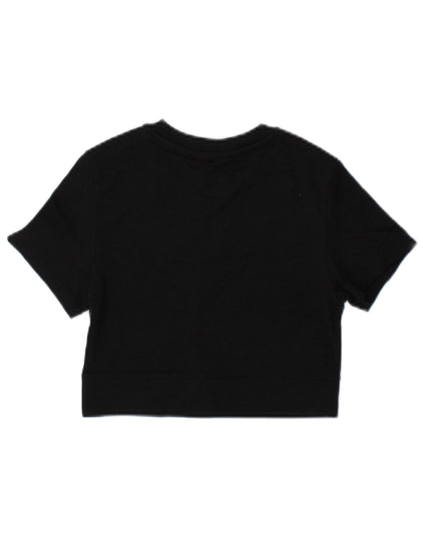 Γυναικείο T-Shirt Bershka Crop Top UK 10 Small Black Polyamide