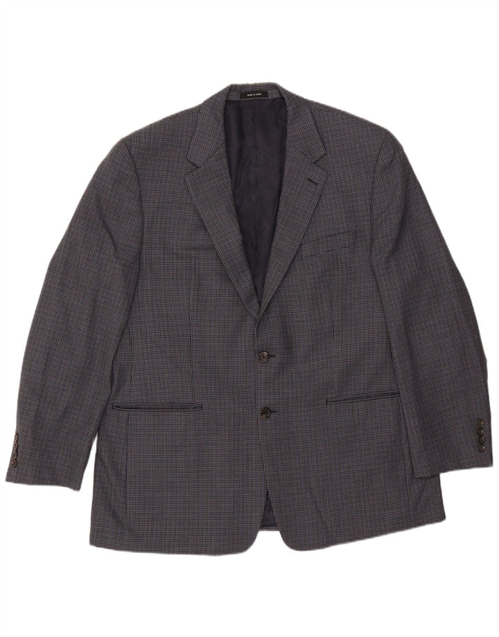 Chaps Ανδρικό σακάκι σακάκι με 2 κουμπιά UK 44 2XL Navy Blue Houndstooth μαλλί