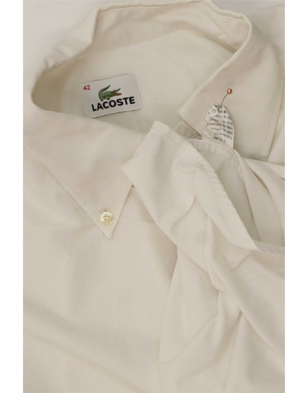 Ανδρικό πουκάμισο Lacoste Νούμερο 42 Μεγάλο λευκό βαμβακερό