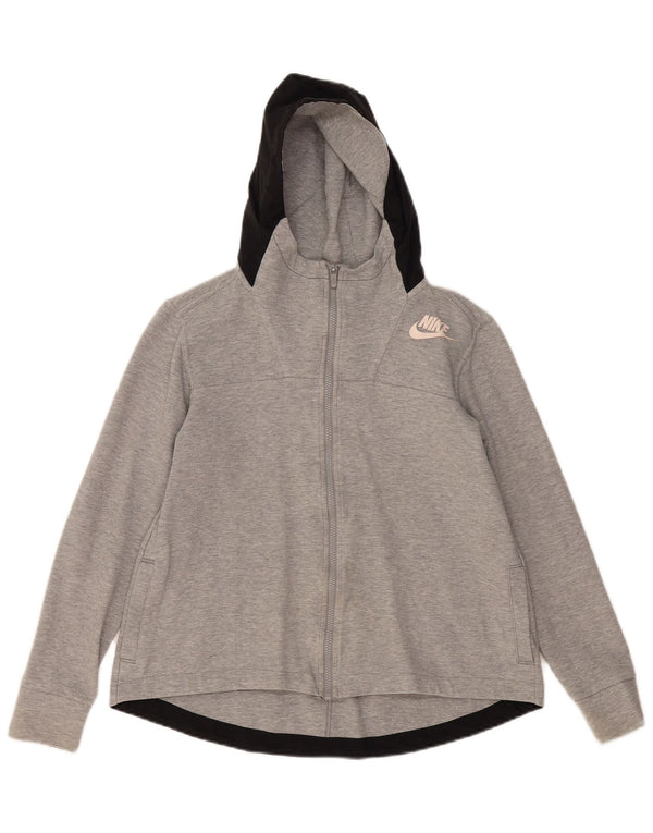 Γυναικείο πουλόβερ Nike με φερμουάρ με κουκούλα UK 10 μικρό γκρι βαμβακερό