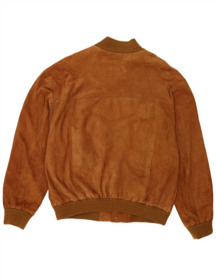 Vintage Ανδρικό Suede Bomber Jacket IT 60 5XL Καφέ Δερμάτινο