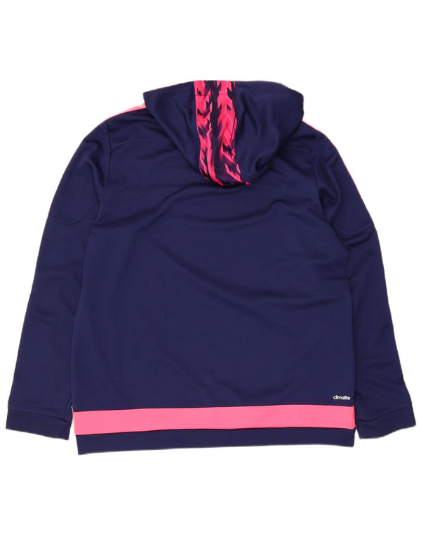 Adidas Womens Climalite Hoodie Jumper UK 20/22 XL Navy Blue Colorblock