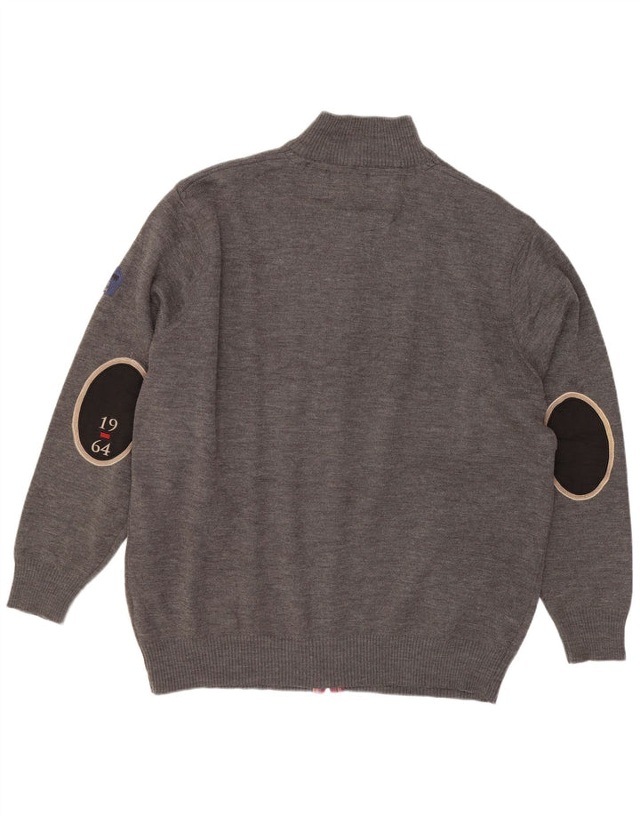 Vintage Ανδρικό πουλόβερ ζακέτα 5XL Γκρι Μαλλί Merino