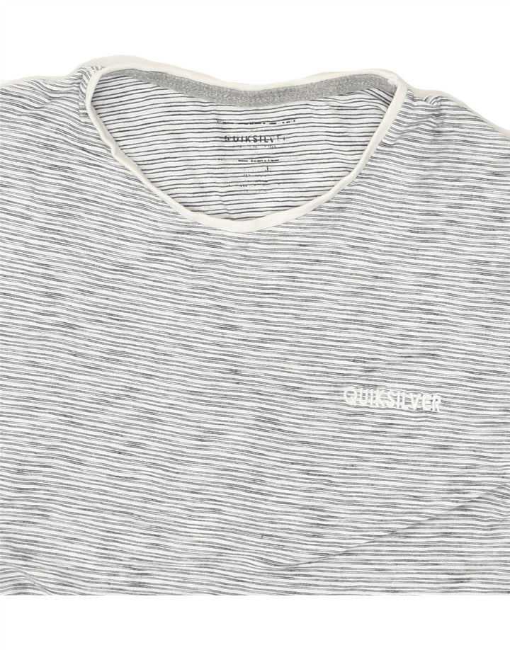 QUIKSILVER Mens T-Shirt Top Small Grey Striped Cotton | Vintage Quiksilver | Thrift | Second-Hand Quiksilver | Used Clothing | Messina Hembry 