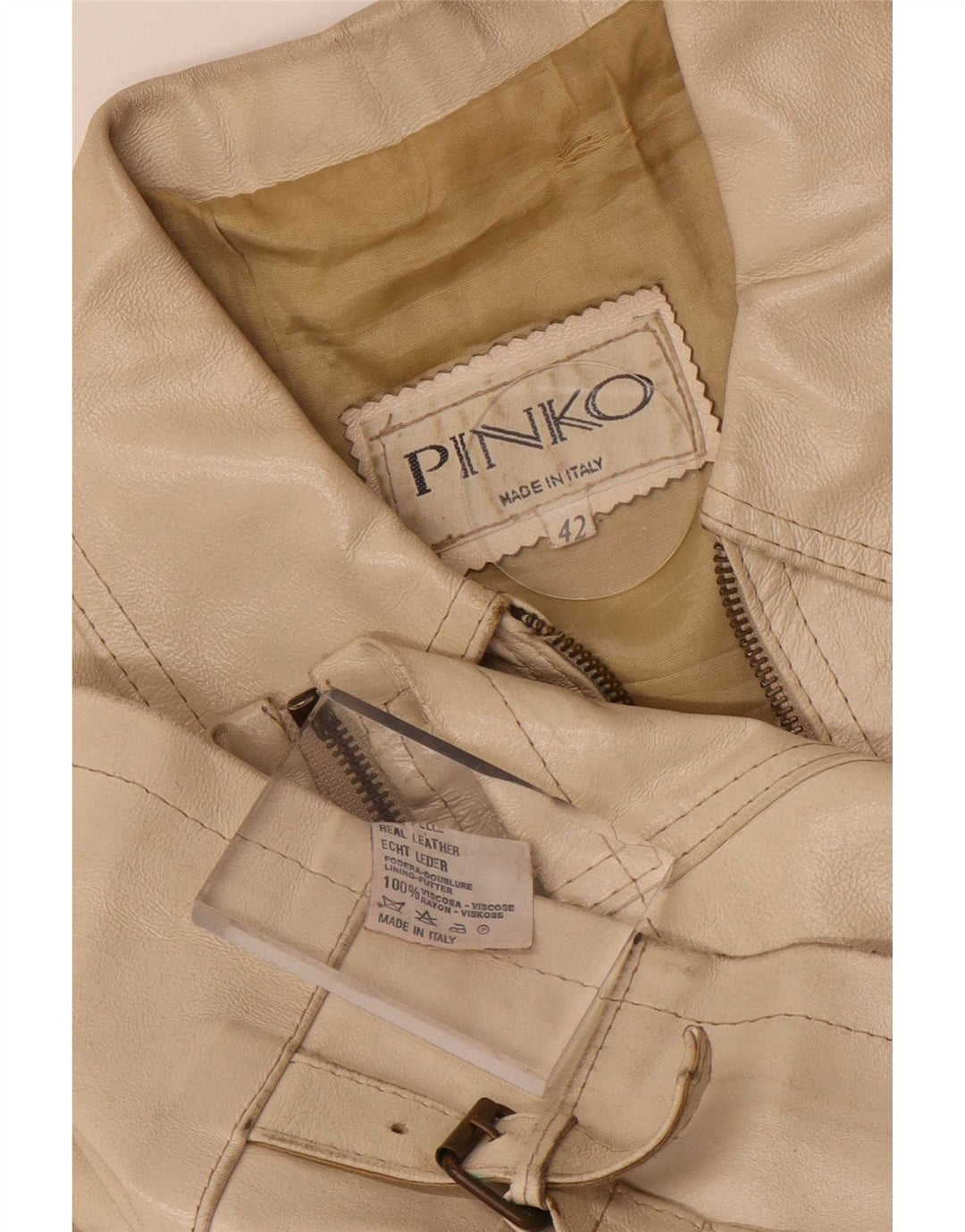 Pinko Γυναικείο Δερμάτινο Μπουφάν IT 42 Medium Beige