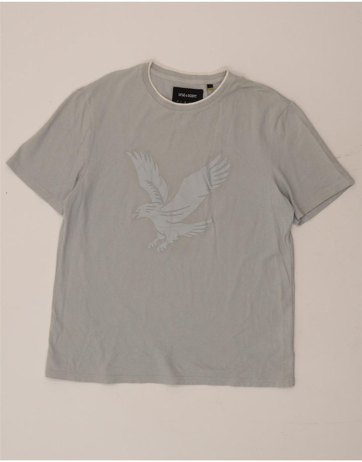 Lyle & Scott Ανδρικό γραφικό μπλουζάκι με γραφικό μπλουζάκι, μεσαίο μπλε βαμβακερό