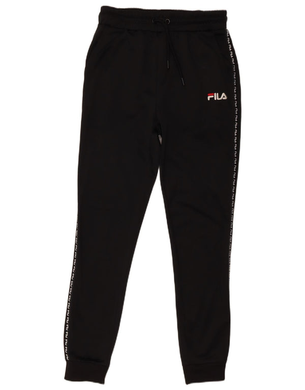 Fila Womens Graphic Tracksuit Trousers Joggers UK 6 XS  Black Polyester