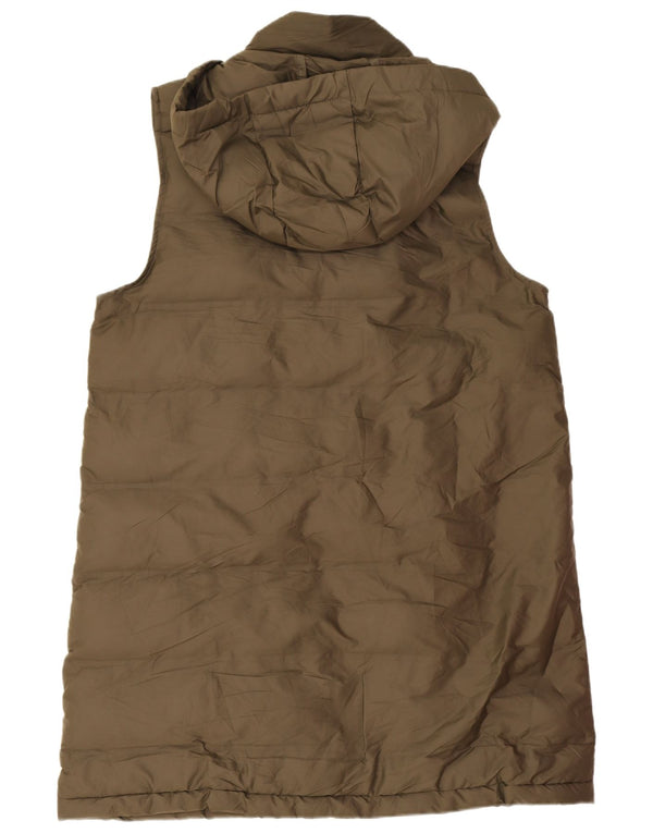 Zara Γυναικεία Longline Hooded Gilet UK 14 Medium Khaki Polyester