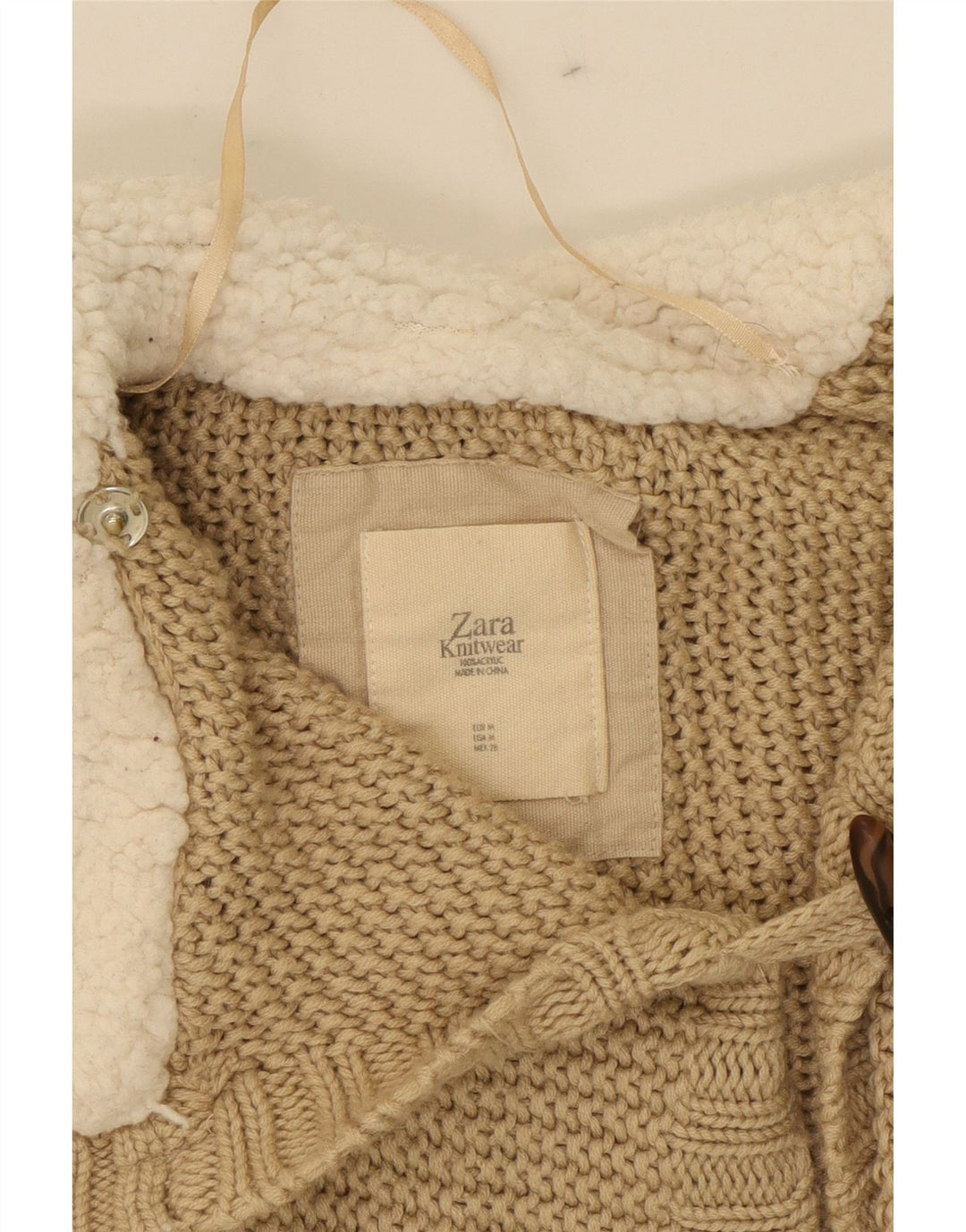 ZARA Womens Cardigan Sweater UK 14 Medium Beige Cotton Vintage Zara and Second-Hand Zara from Messina Hembry 