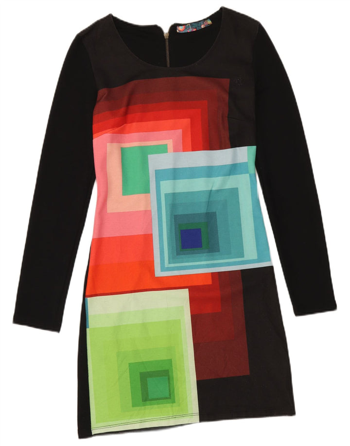 Desigual Γυναικείο Βασικό Φόρεμα UK 12 Μεσαίο μαύρο γεωμετρικό πολυεστέρα