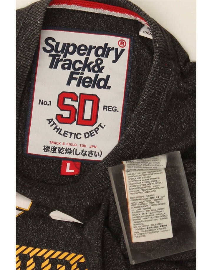 Ανδρικό γραφικό μπλουζάκι Superdry Top μεγάλο γκρι βαμβακερό