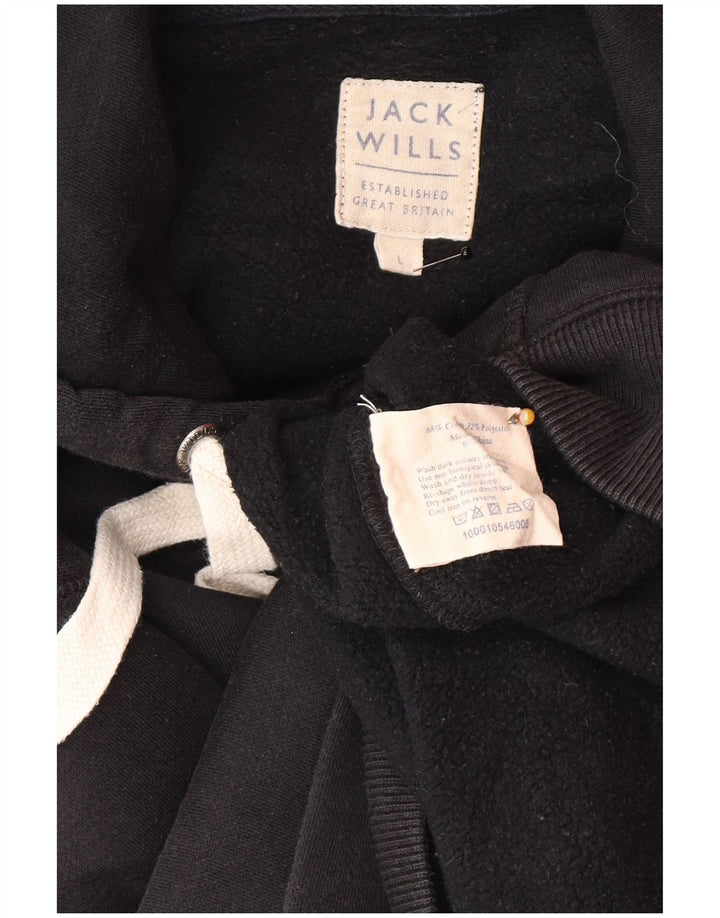 Jack Wills Ανδρικό φούτερ με κουκούλα, μεγάλο μαύρο βαμβακερό