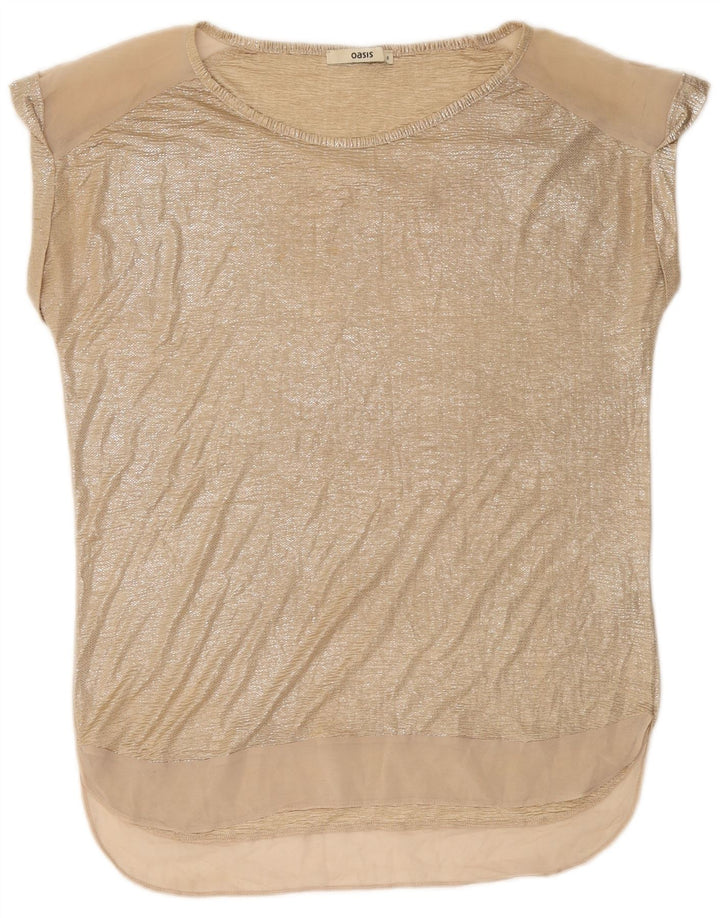 OASIS Γυναικεία Longline Oversized Μπλούζα Top UK 10 Small Gold Polyester
