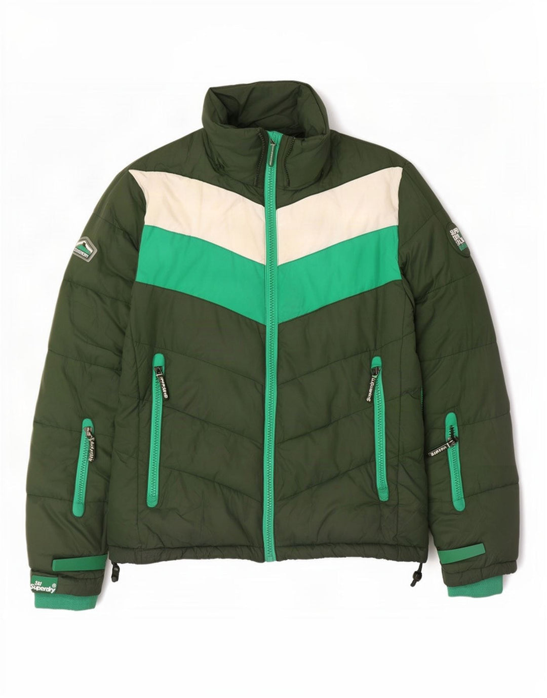 Superdry Ανδρικό μπουφάν UK 40 Large Green Colourblock Πολυεστέρας