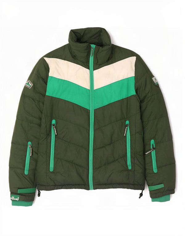 Superdry Ανδρικό μπουφάν UK 40 Large Green Colourblock Πολυεστέρας