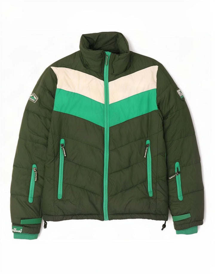 Superdry Ανδρικό μπουφάν UK 40 Large Green Colourblock Πολυεστέρας