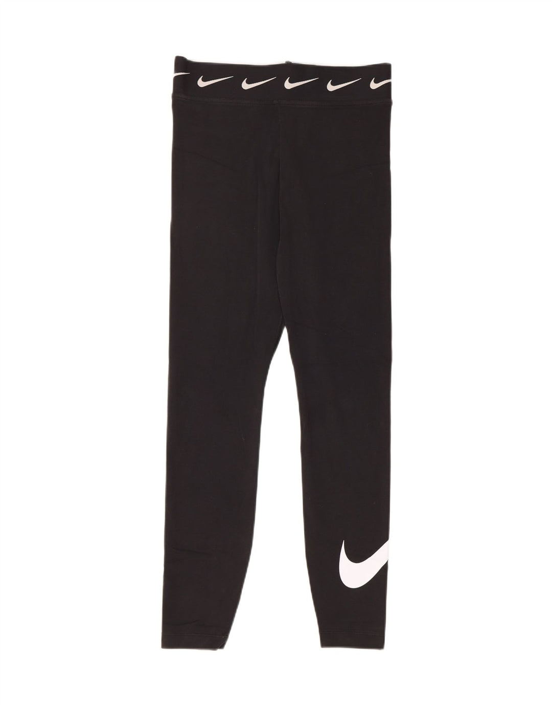 NIKE Womens Graphic Leggings UK 12 Medium Black Cotton