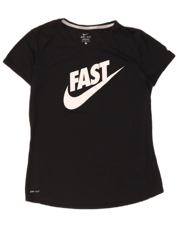 Γυναικείο γραφικό T-shirt Nike Dri Fit Top 12 μεσαίου μαύρου πολυεστέρα