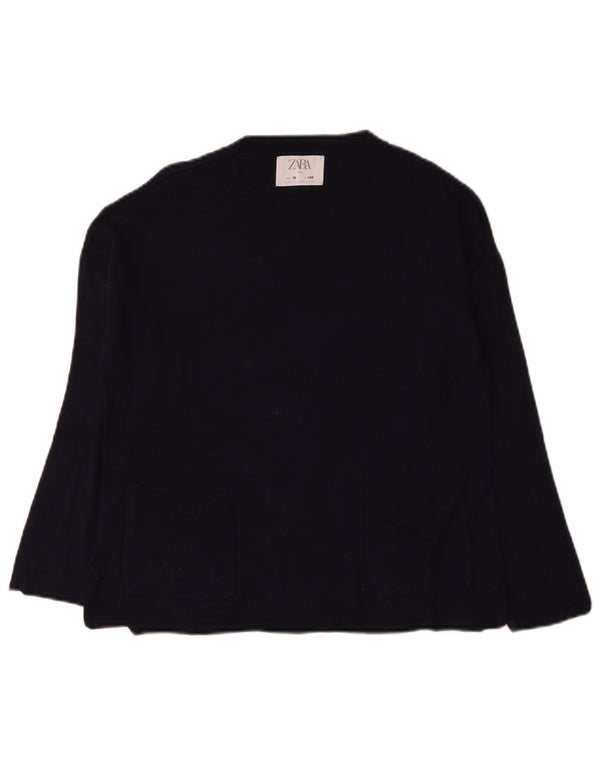 Zara Girls Crew Neck Jumper πουλόβερ 9-10 ετών Navy Blue Viscose