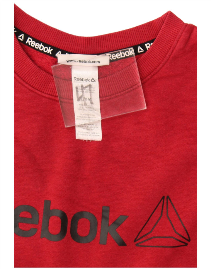 Ανδρικό γραφικό φούτερ Reebok Jumper μεγάλο μπορντό βαμβακερό