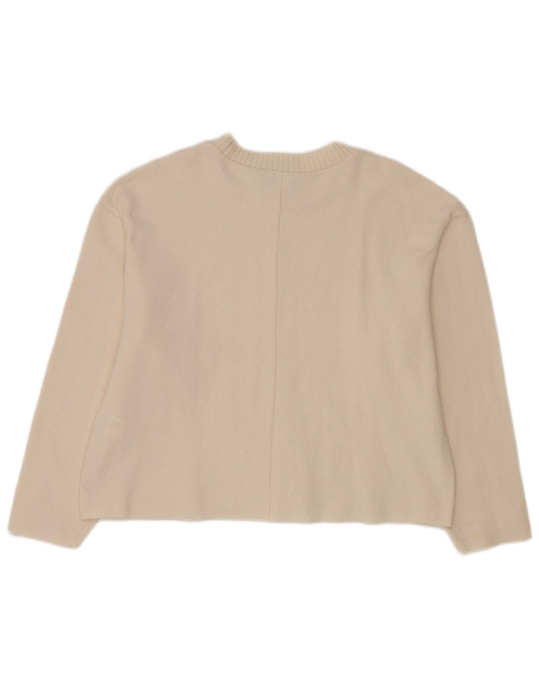Zara Γυναικείο πουλόβερ με λαιμόκοψη UK 14 Medium White Polyester